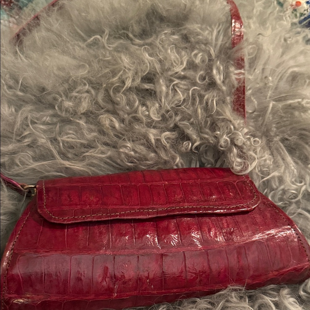Rare * Custom Genuine Caiman suede lined Clutch in Dusk💫